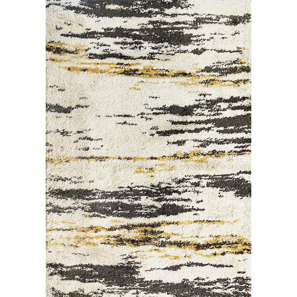 Dynamic Rugs 5085-197 Abyss 5X7 Rectangle Rug in Ivory/Charcoal/Gold